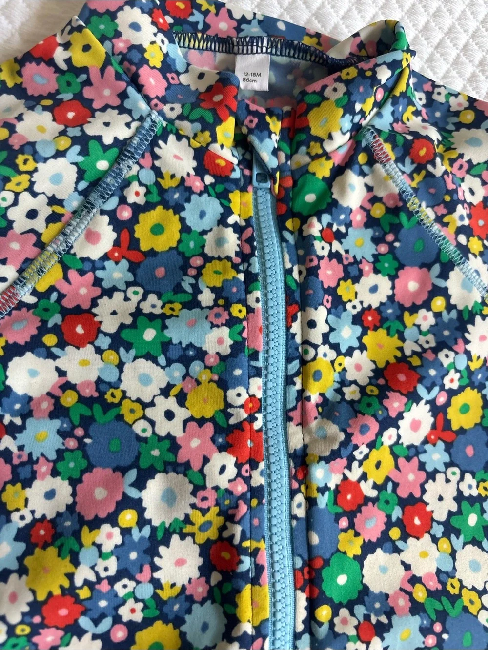 Baby Boden Floral One-Piece Rashguard Swimsuit - Navy Multicolor